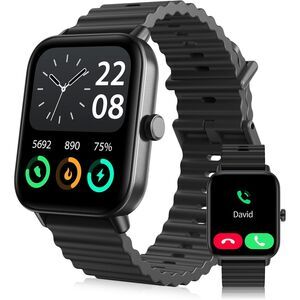 Smart Watch for Men/Women with Alexa, Bluetooth Call, Fitness Trackers - Black